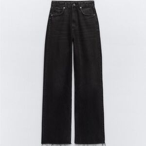 Zara High Rise Wide Leg Jeans Black
